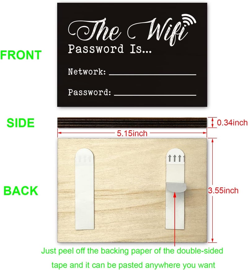 FTONENI WiFi Password Sign for House, WiFi Password Sign for Home, Use for Office or Business Front Door Warning Reminder Signs, Businesses & Restaurants Wall Decor Use 3.55" x 5.15" - PMA016 - Image 2